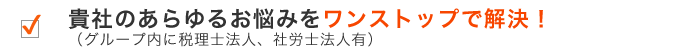貴社のあらゆるお悩みをワンストップで解決!(グループ内に税理士法人、社労士法人有)