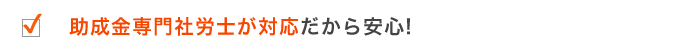 助成金専門社労士が対応だから安心!
